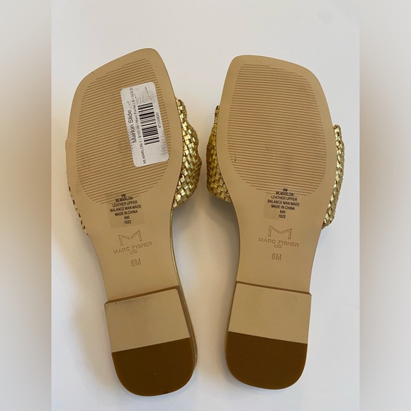 NWT Marc Fisher Marlon Slide gold flat sandal in women’s size 6M - Picture 8 of 16